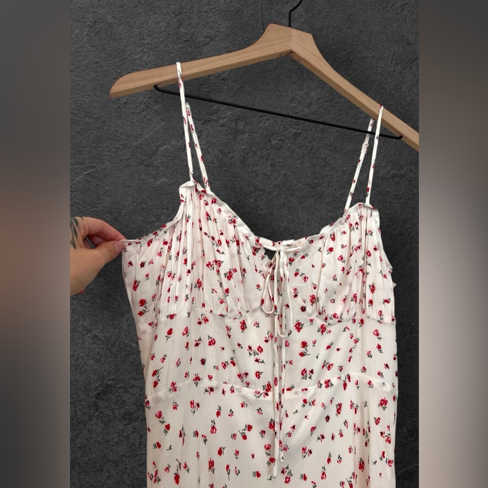 Hello Molly White Red Floral Midi Sun Dress Size L - Picture 6 of 16